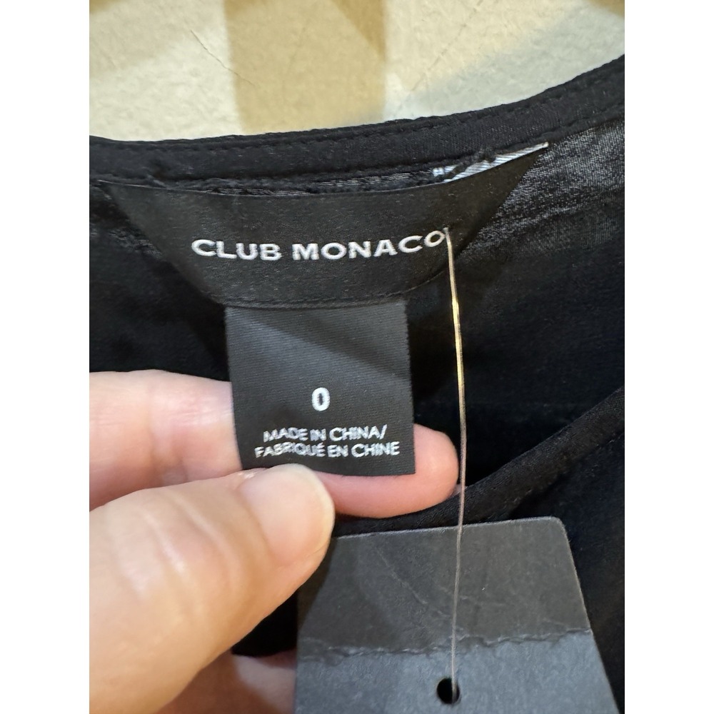 Club Monaco Sheer Long Sleeve Silk Shirtdress black size 0 NWT $229 Belted - Picture 7 of 13